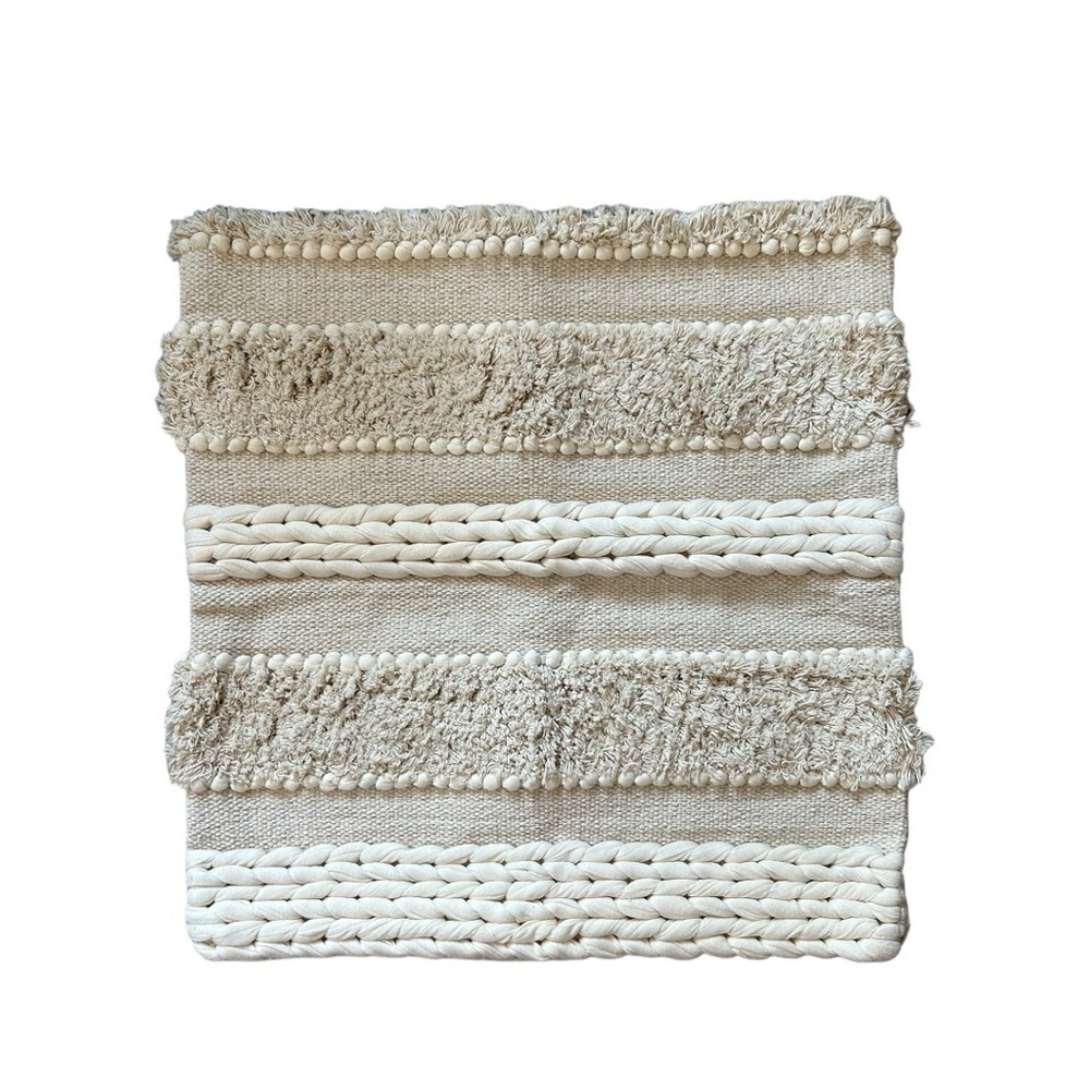 Love Woven Handmade Cream Tan Textured Zip Closure Pillow Cover